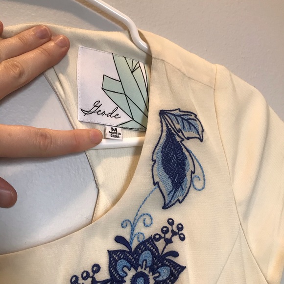 ModCloth cream maxi with blue embroidery - Picture 6 of 7